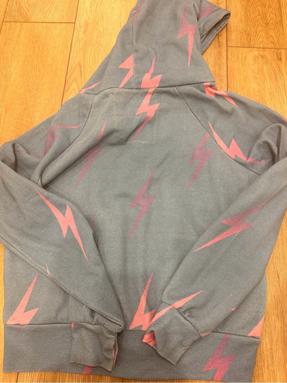 Aviator Nation bolt repeat Blue Hoodie with Pink Lightning Print - Picture 4 of 5